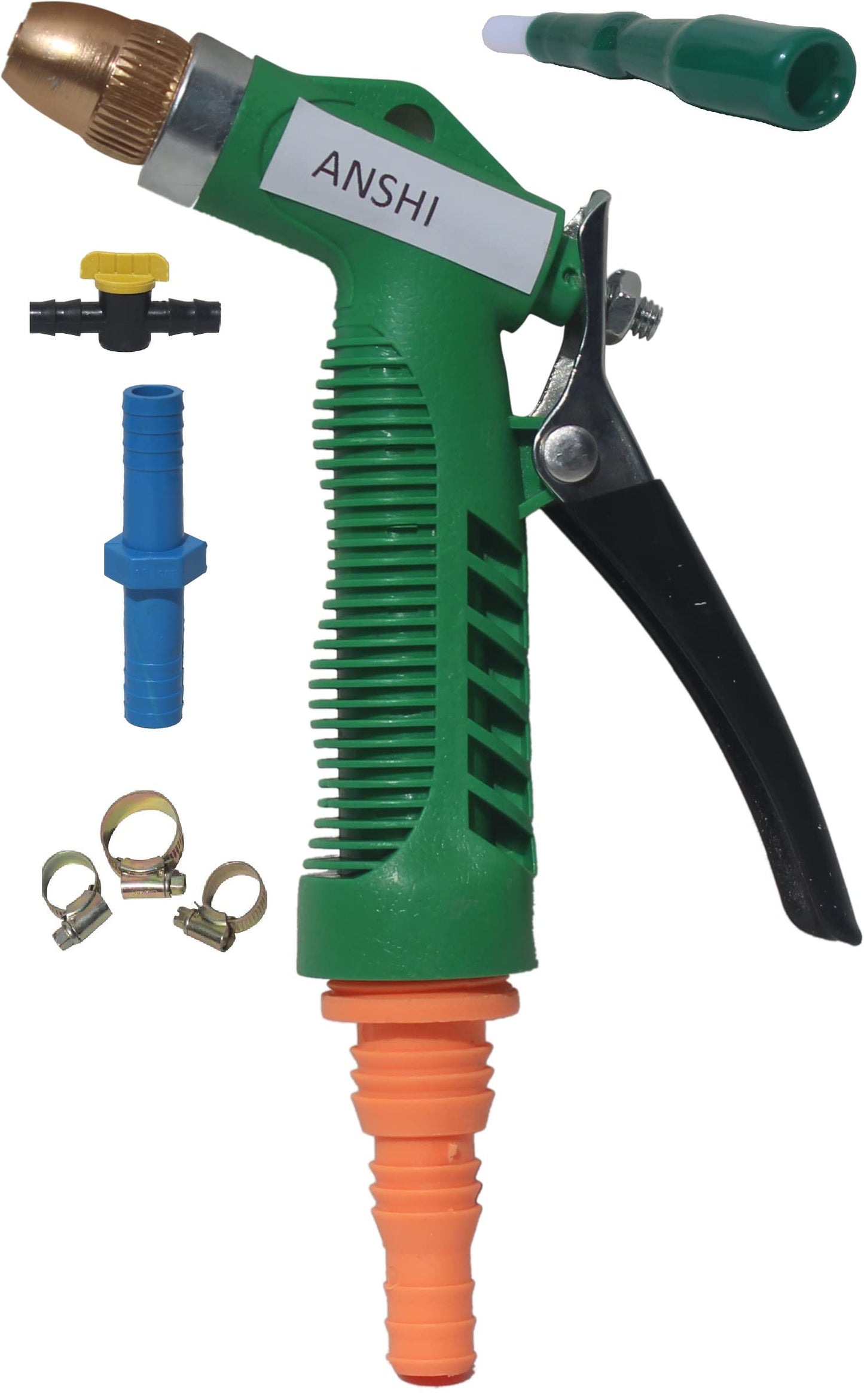ANSHI 5 METER FLEXIBLE YELLOW HOSE PIPE (½’’ INCH,12 mm) With Water Spray Gun (5 Meter, Blue, 1)