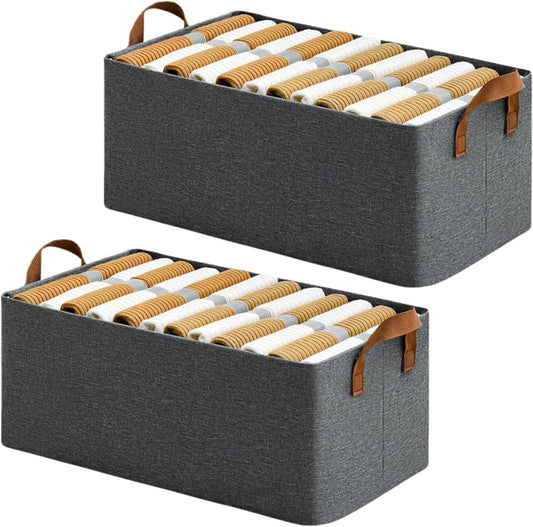 ANSHI Wardrobe Organizer for Clothes – Metal Frame Rectangle Storage Baskets for Closet, Shelf, Bedroom & Laundry | Foldable Fabric Bins for Clothing, Towels, Toys & Accessories (5)