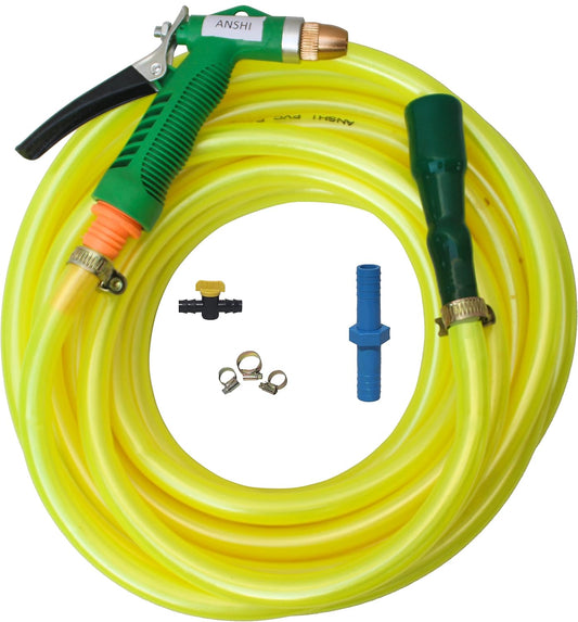 ANSHI 10 METER FLEXIBLE YELLOW HOSE PIPE (½’’ INCH,12 mm) With Water Spray Gun
